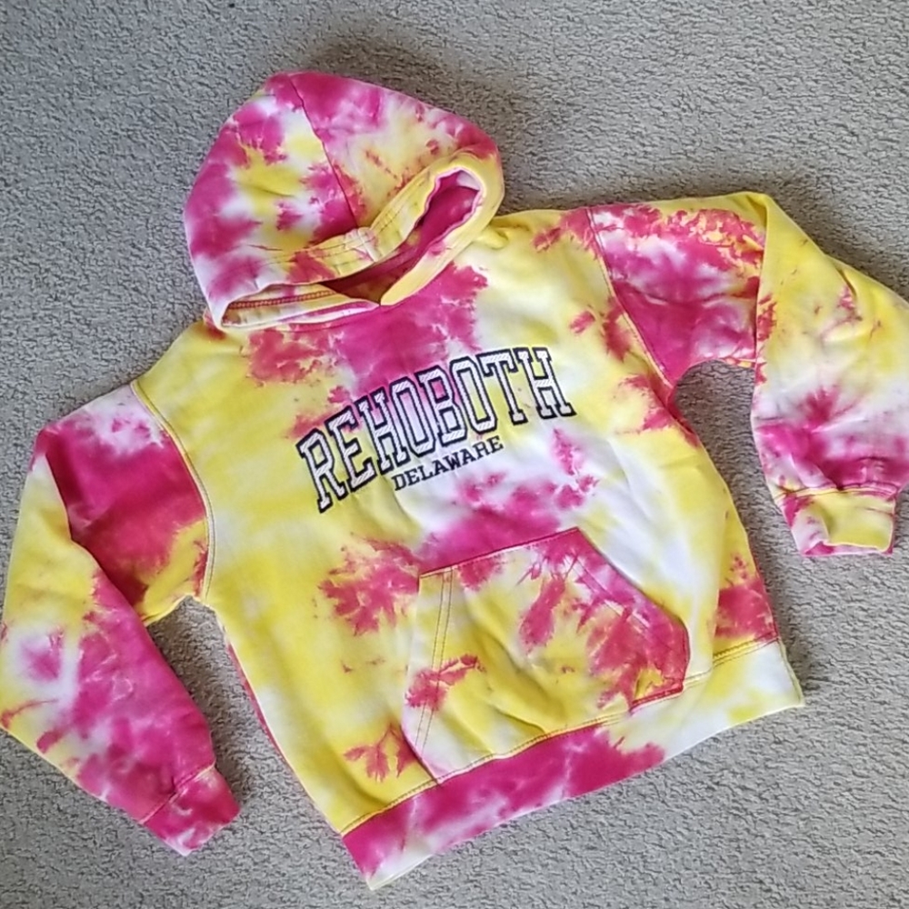 ❤4/$20 Exist Pink & Yellow Tie Dye Rehoboth Hoodie